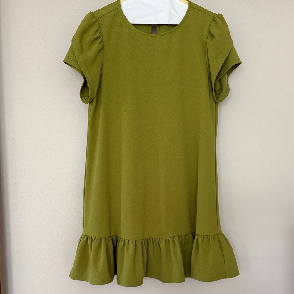 Elegant Olive Green Mini Dress Size Small
